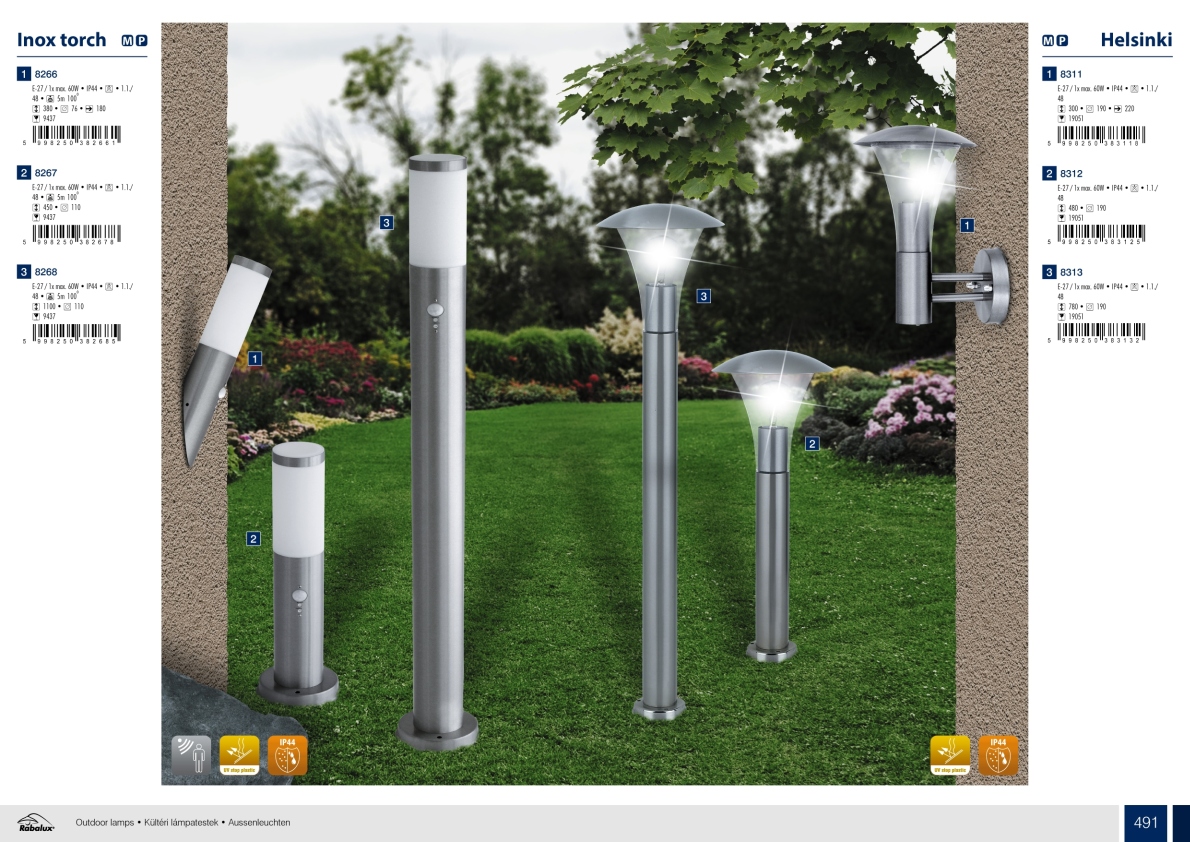 SVÍTIDLO RABALUX INOX TORCH 8266